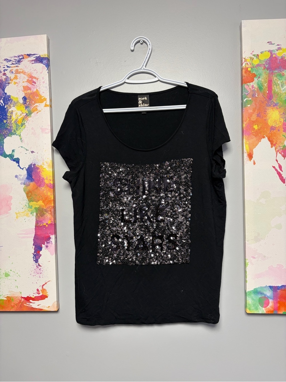 Black Sequin Shine Bright Tee